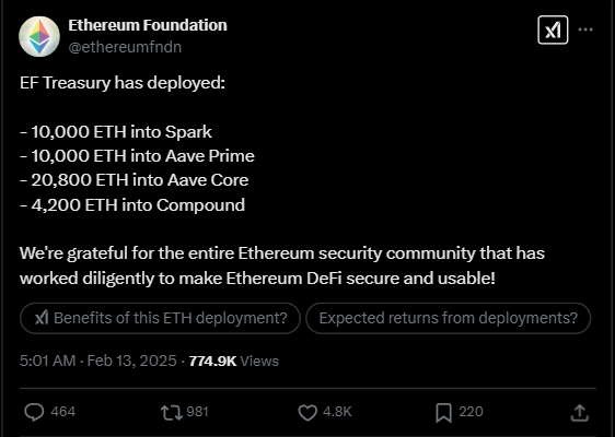 Ethereum Foundation Tweet