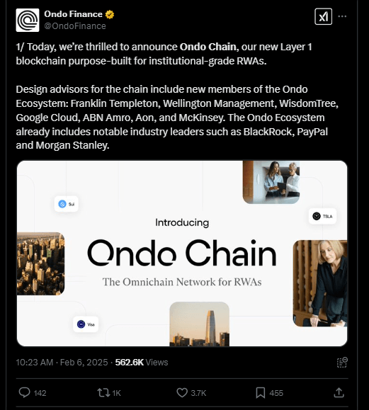 Ondo News Tweet 7th February 2025