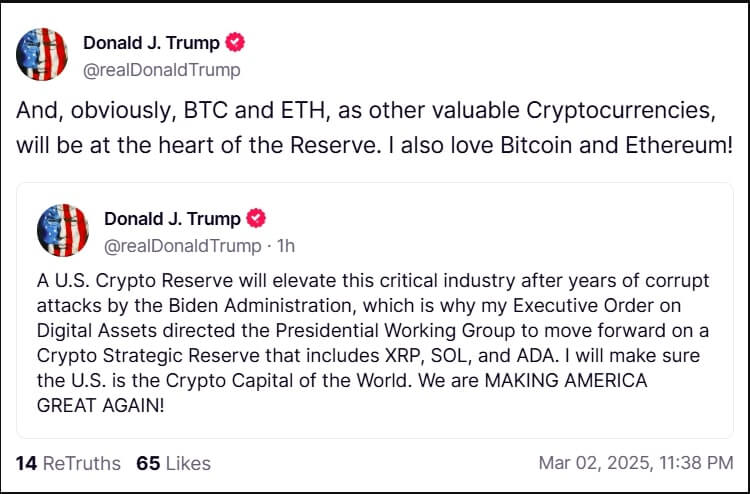 Donald Trump Crypto Tweet X