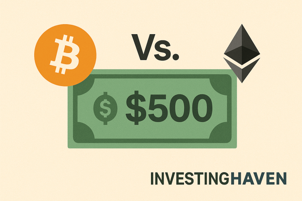 What a $500 Crypto Investment Could Look Like in Bitcoin Vs. Ethereum This Week