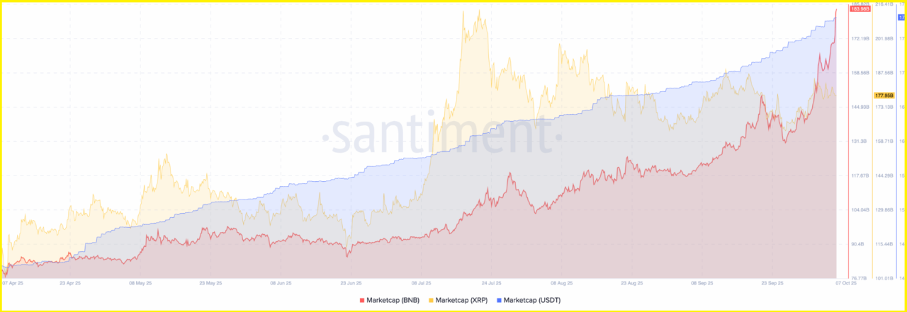 BNB Tops XRP and USDT