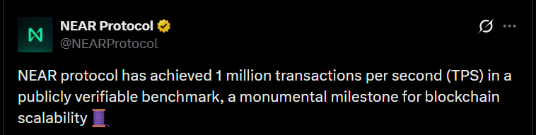 Near Protocol 1M TPS Milestone And Why It Matters