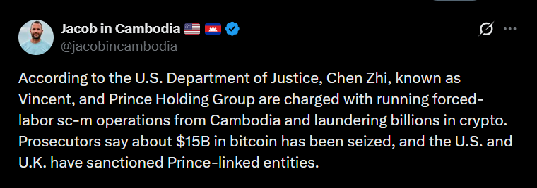 U.S. Seizure Of $15B Bitcoin