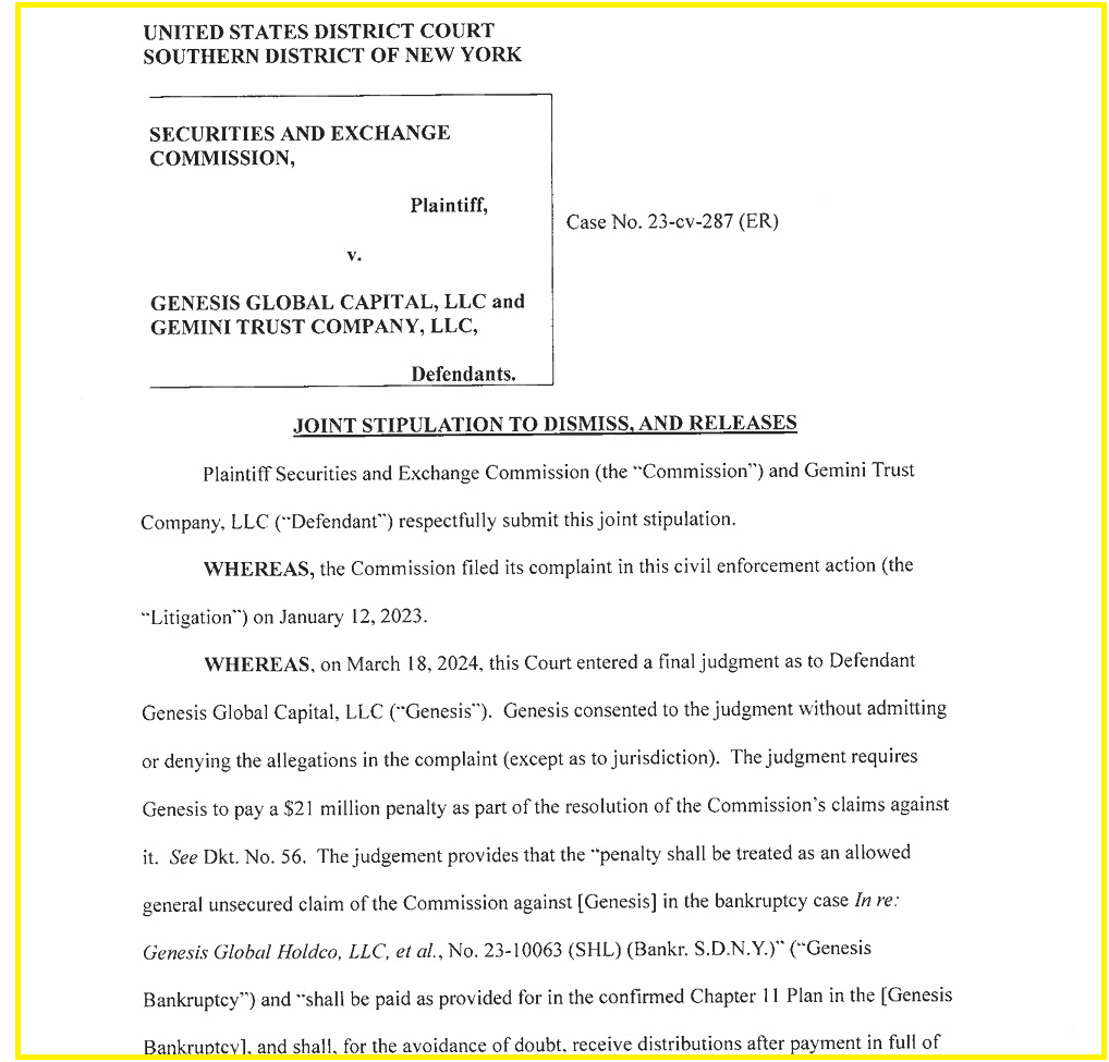 How The Gemini Earn Case Reached Dismissal